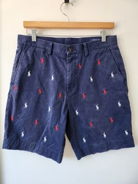 Polo by Ralph Lauren Men's Navy Embroidered Logo Shoets -classic Fit 9" Inseam